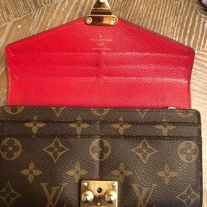 Authentic Louis Vuitton monogram Pallas bifold Wallet Cerise